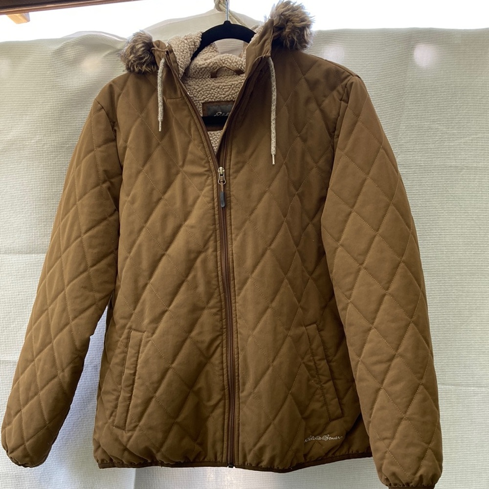 Eddie Bauer Sherpa Lined Hooded women jacket Size XL